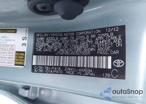 2013 Toyota Prius V Three из США, поврежденный, VIN JTDZN3EU6D3215005